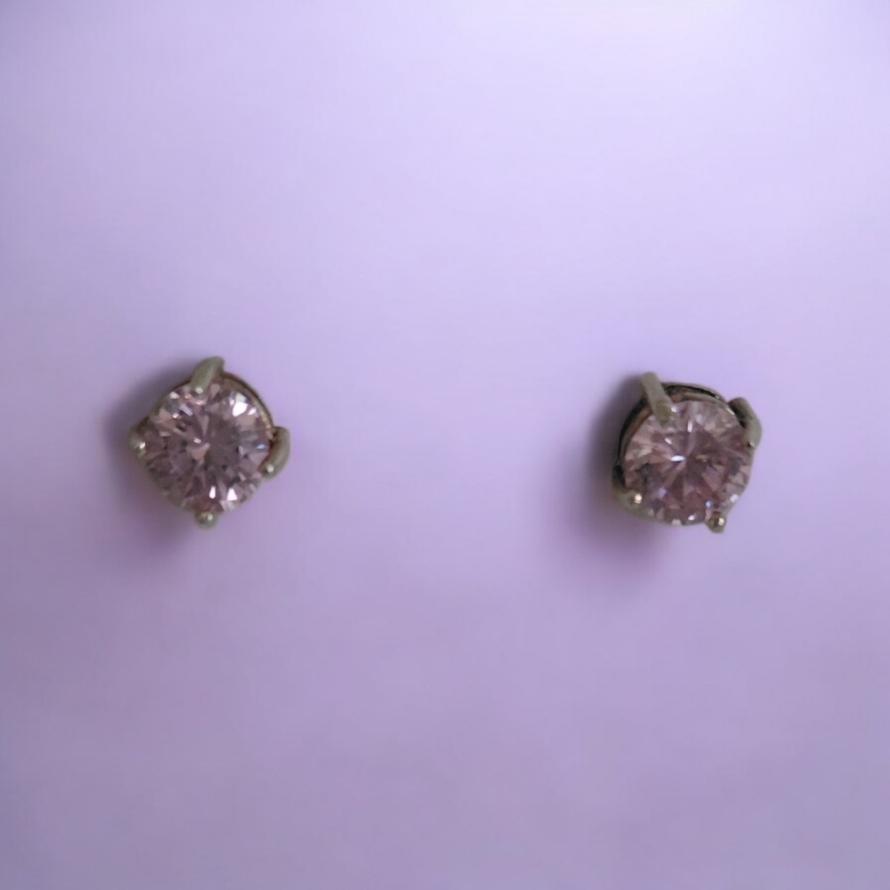 Pink Amethyst princess cut Rose Gold Over 925 Silver Stud  Earrings